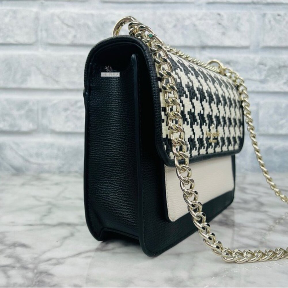 Kate Spade Woven Remi Flap Chain Crossbody Shoulder Bag In Houndstooth - Picture 4 of 12